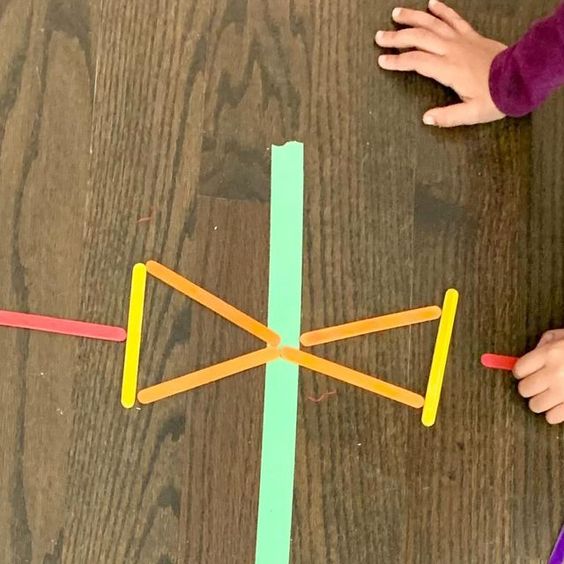 Reflection Symmetry Activity Using Popsicle Sticks and Tape